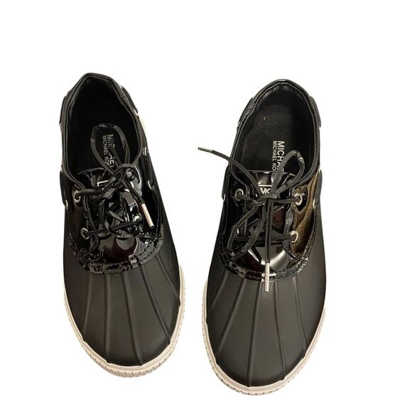 Michael Kors Hyde Black Duck Shoes Rubber Leather Size 9 - Picture 2 of 6